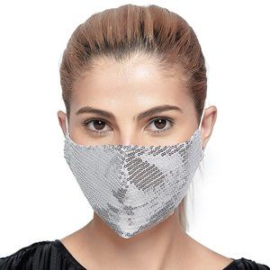 NEW Reusable Holiday Silver Sequin Face Mask